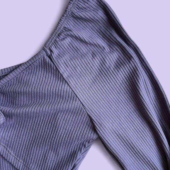 Love Wins Purple Ribbed Tie Front Crop Top – Size L - Picture 2 of 6